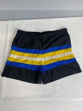 Vtg 90s Radical Reef Swim Trunks Boys Size XL 14/16 Black Blue Yellow White Flaw